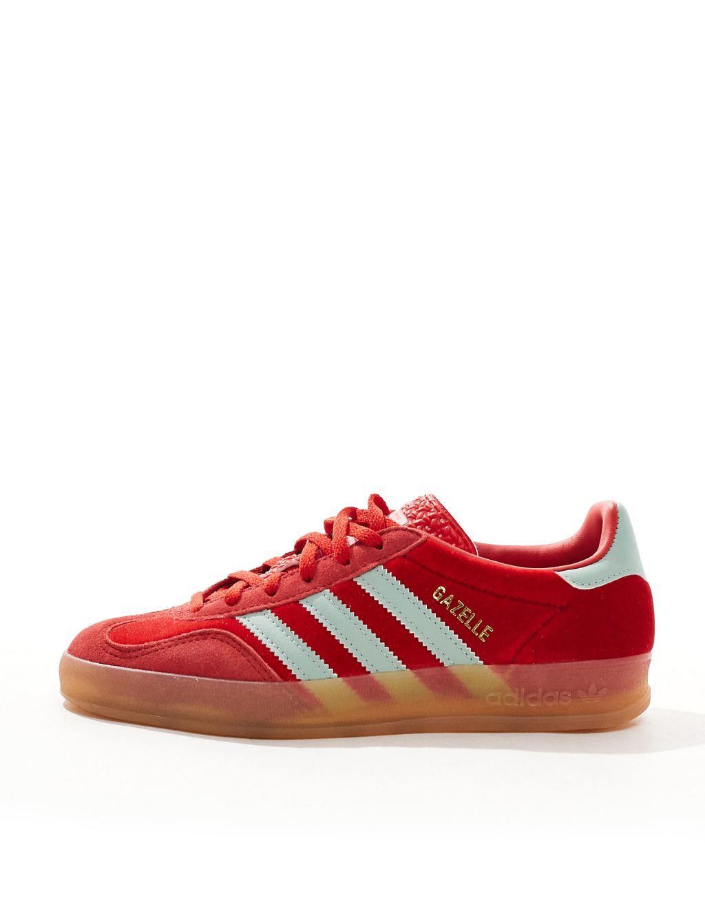 adidas Originals Gazelle Indoor sneakers in red and green Product Image