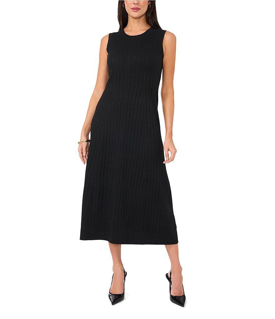 Vince Camuto Ribbed Crew Neck Sleeveless Sweater Midi Dress Product Image