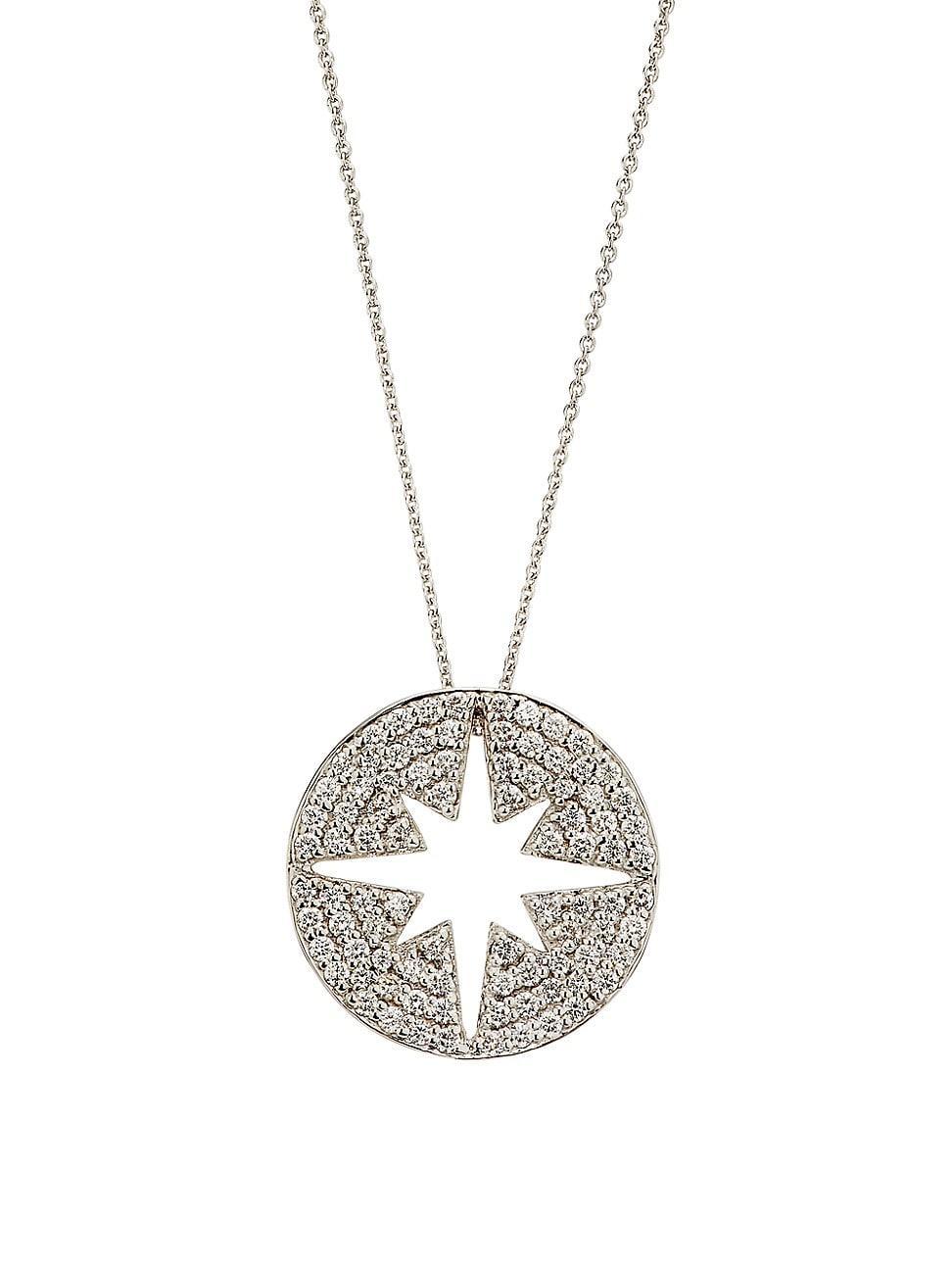 Womens 18K White Gold & 1.02 TCW Diamond Starburst Pendant Necklace Product Image