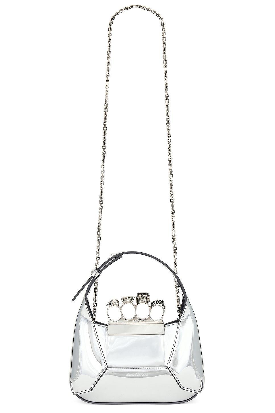 Alexander McQueen Jeweled Hobo Mini Bag Metallic Silver.. Product Image