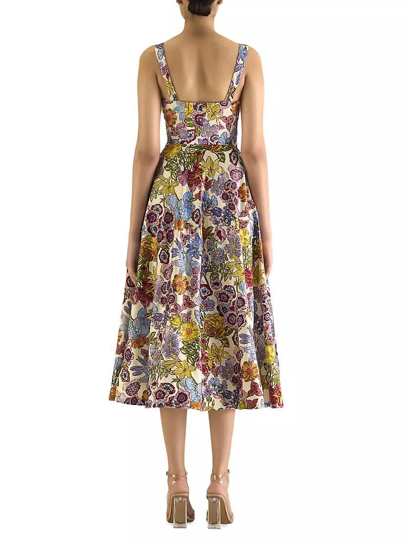 Floral Silk Corset Midi-Dress Product Image