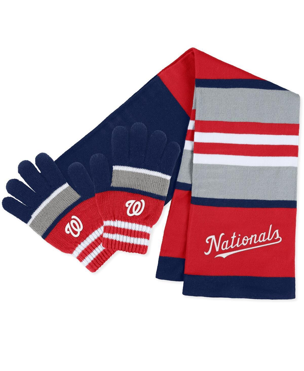 Womens WEAR by Erin Andrews Washington Nationals Stripe Glove & Scarf Set Product Image