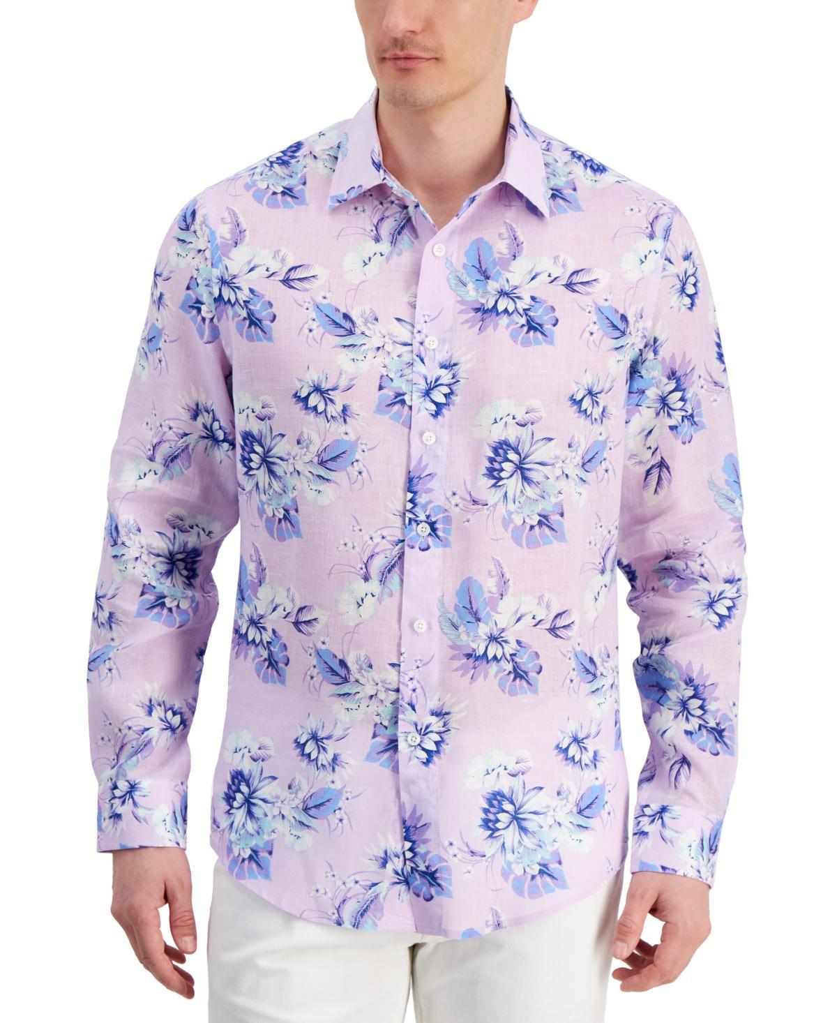 Club Room Mens Noche Floral-Print Long-Sleeve Linen Shirt, Created for Macys Product Image