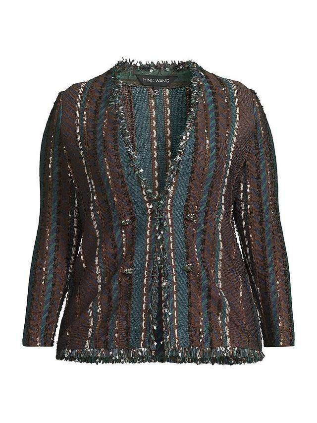 Womens Plus Tweed Long-Sleeve Jacket Product Image