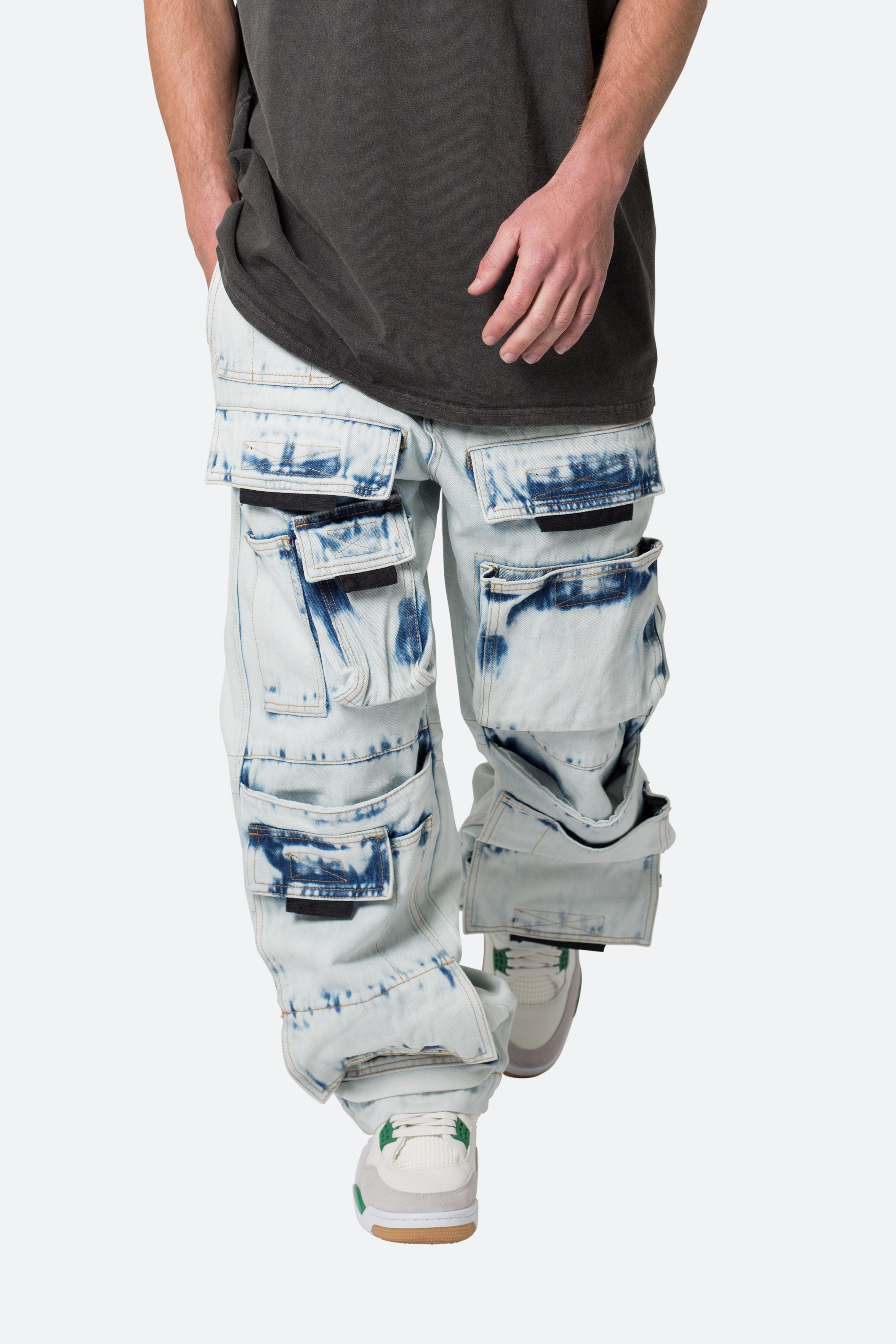 Ultra Baggy Spray Cargo Denim - Blue Product Image