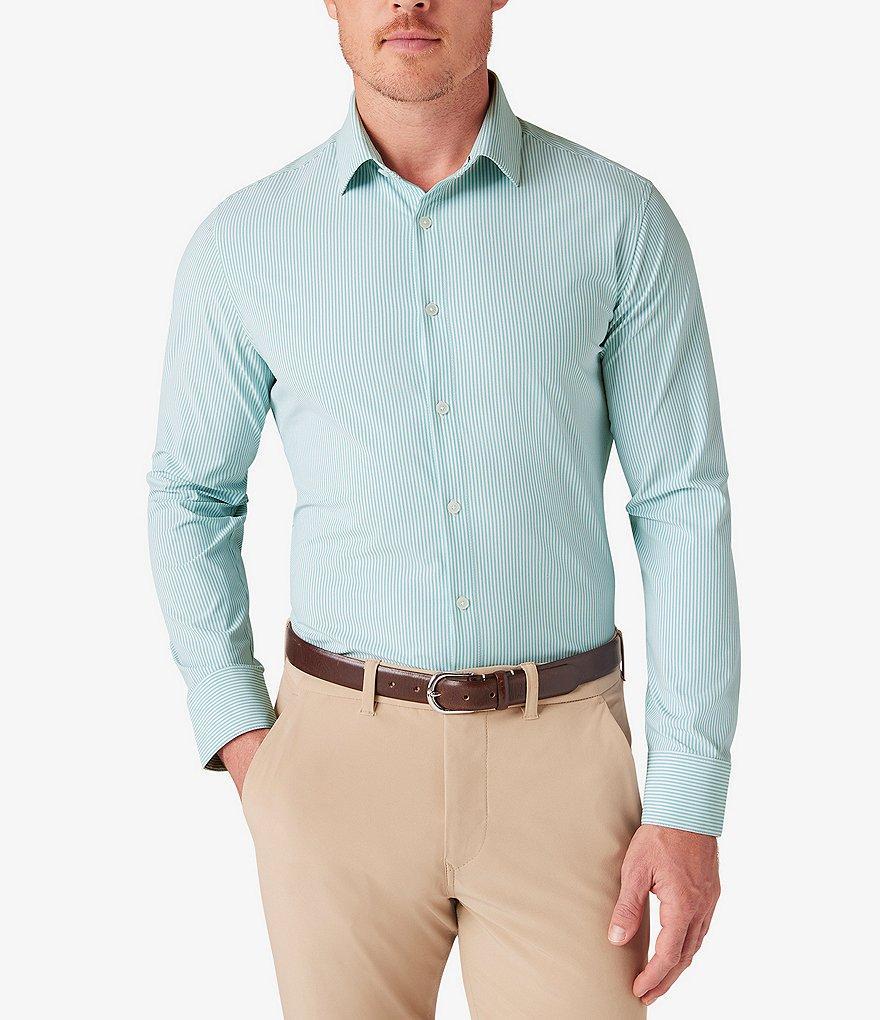 Mizzen+Main Leeward Banker Stripe Trim Fit Performance Stretch Long Sleeve Woven Shirt Product Image