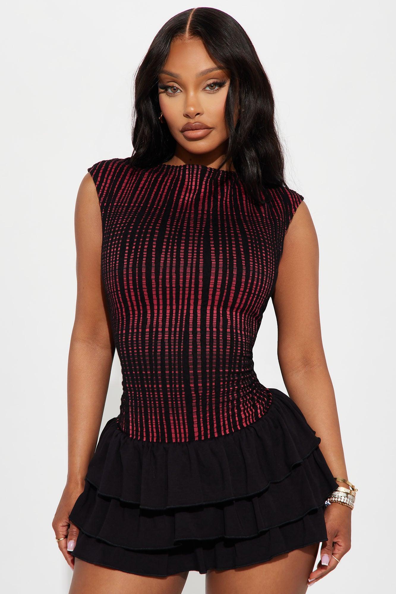 Midnight Romance Ruffle Mini Dress - Red/combo product image