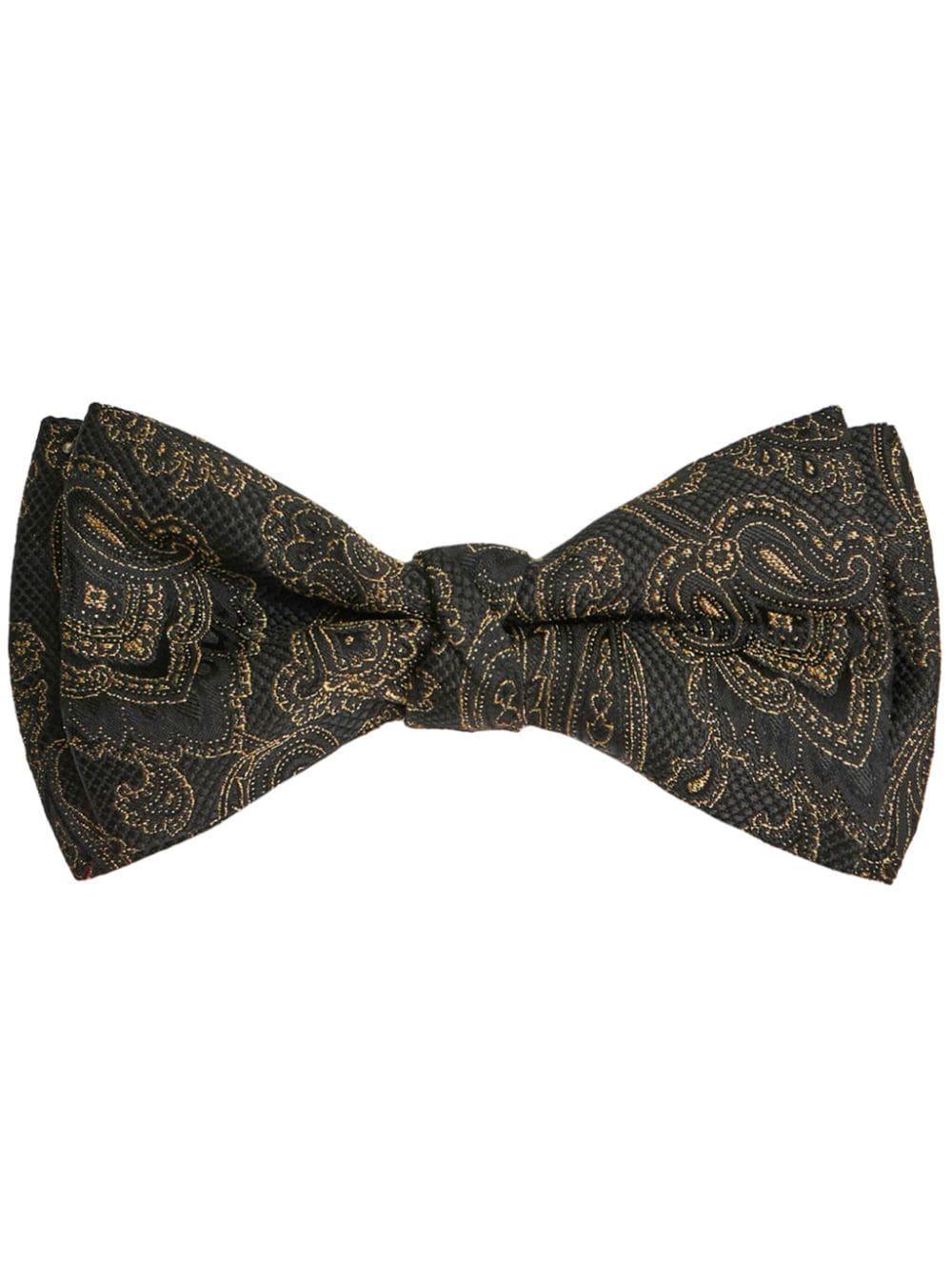 Paisley-print Silk-blend Bow Tie In Black Product Image