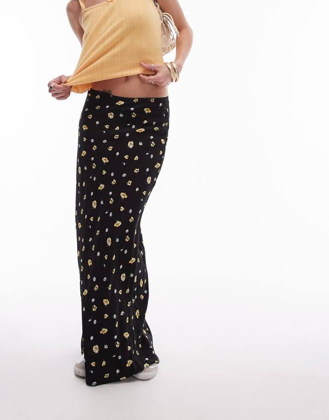 Topshop maxi skirt in yellow floral print Product Image