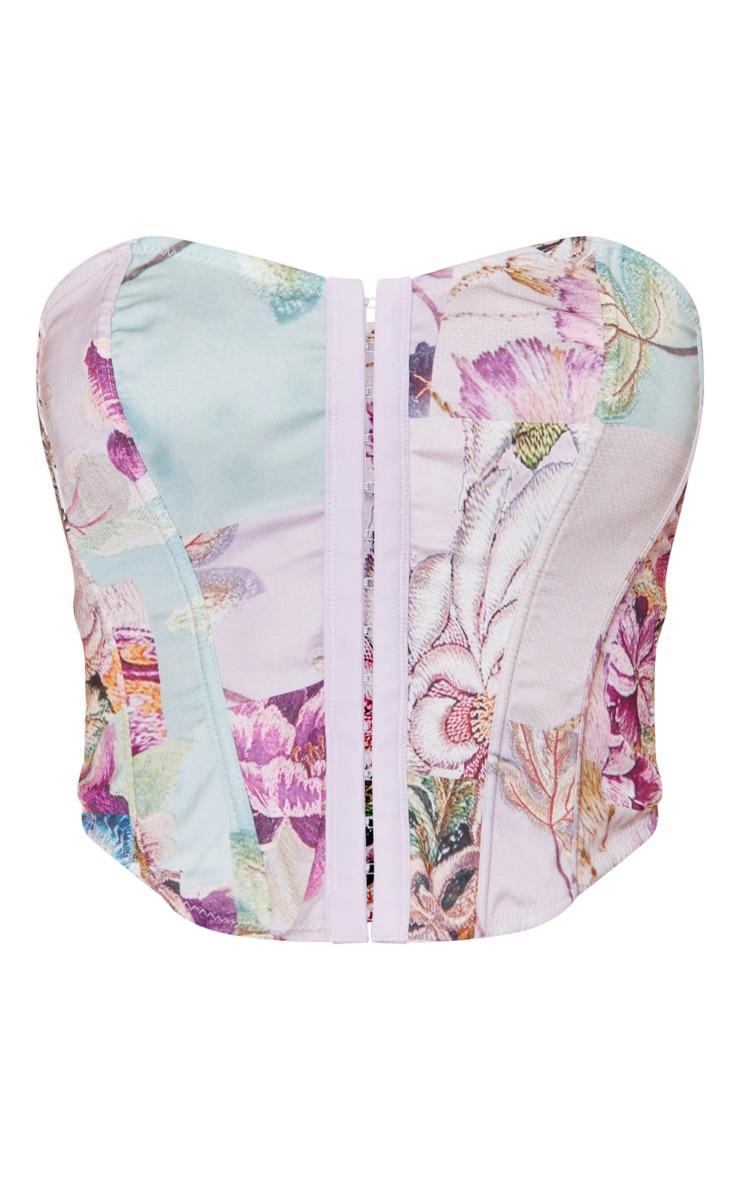 Multi Printed Satin Hook & Eye Corset Product Image