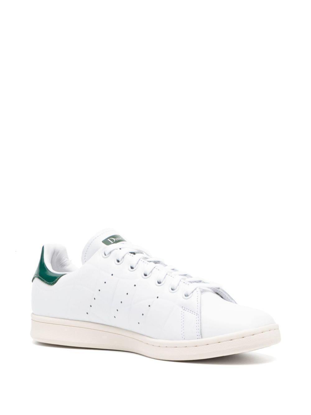 Stan Smith Leather Sneakers In White With Green Tab Product Image