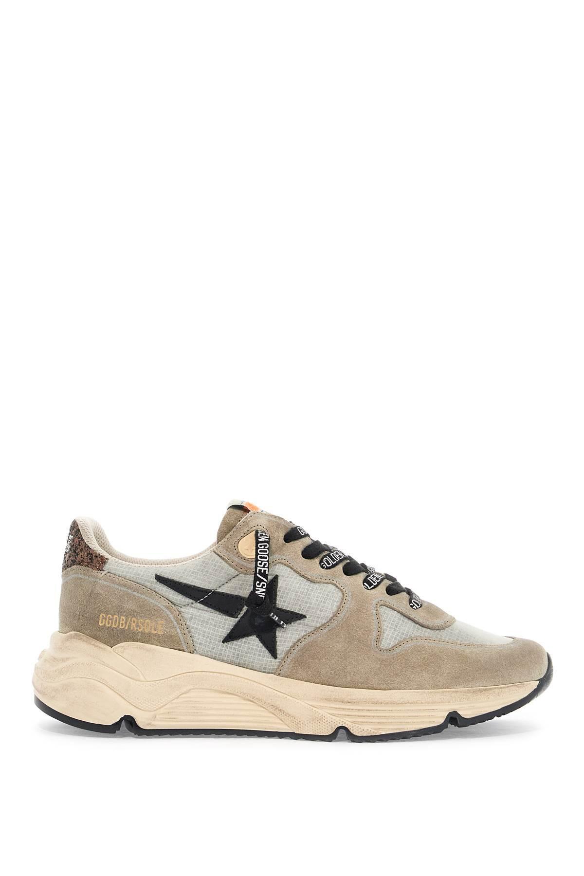 Nylon And Suede Running Sneakers With Durable Sole In Beige Product Image