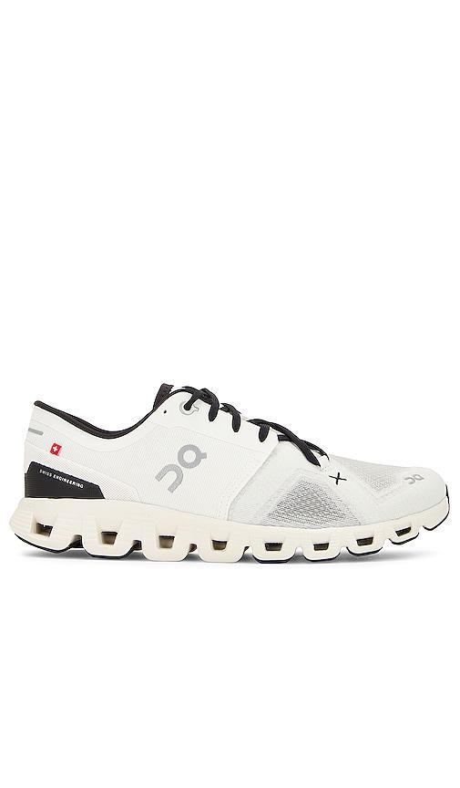 On Cloud X 3 in Ivory & Black - Ivory. Size 11 (also in 10, 10.5, 11.5, 12, 12.5, 13, 7, 7.5, 8). Product Image