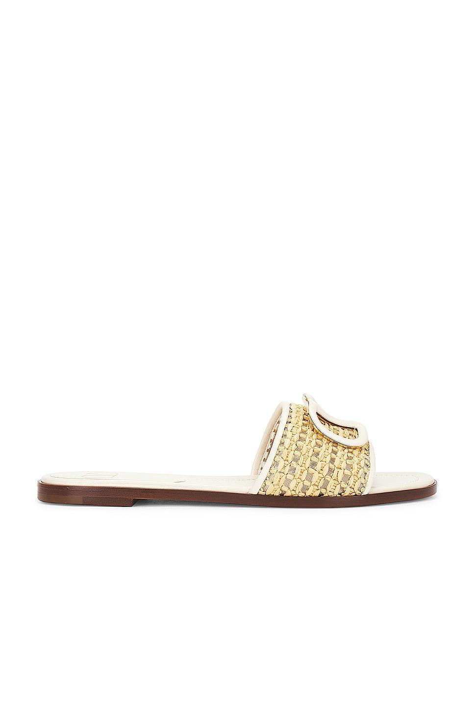 Womens VLogo Signature Woven Raffia Slide Sandals 80MM product image