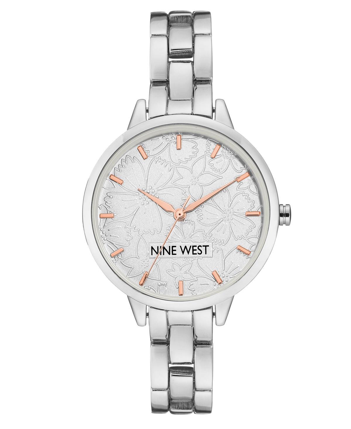 Nine West Womens Quartz Silver-Tone Alloy Link Bracelet Watch, 36mm - Silver-Tone, Rose Gold-Tone Product Image