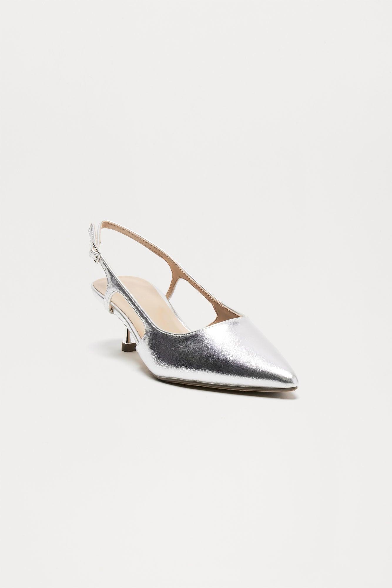 Whitley Kitten Heel Pumps - Silver Product Image