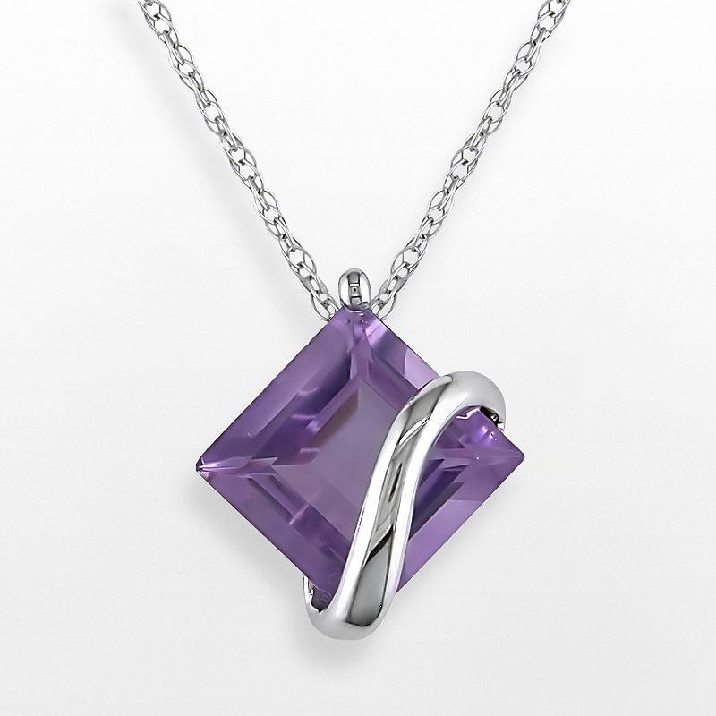 Stella Grace 10k White Gold Amethyst Swirl Pendant, Womens Purple Product Image