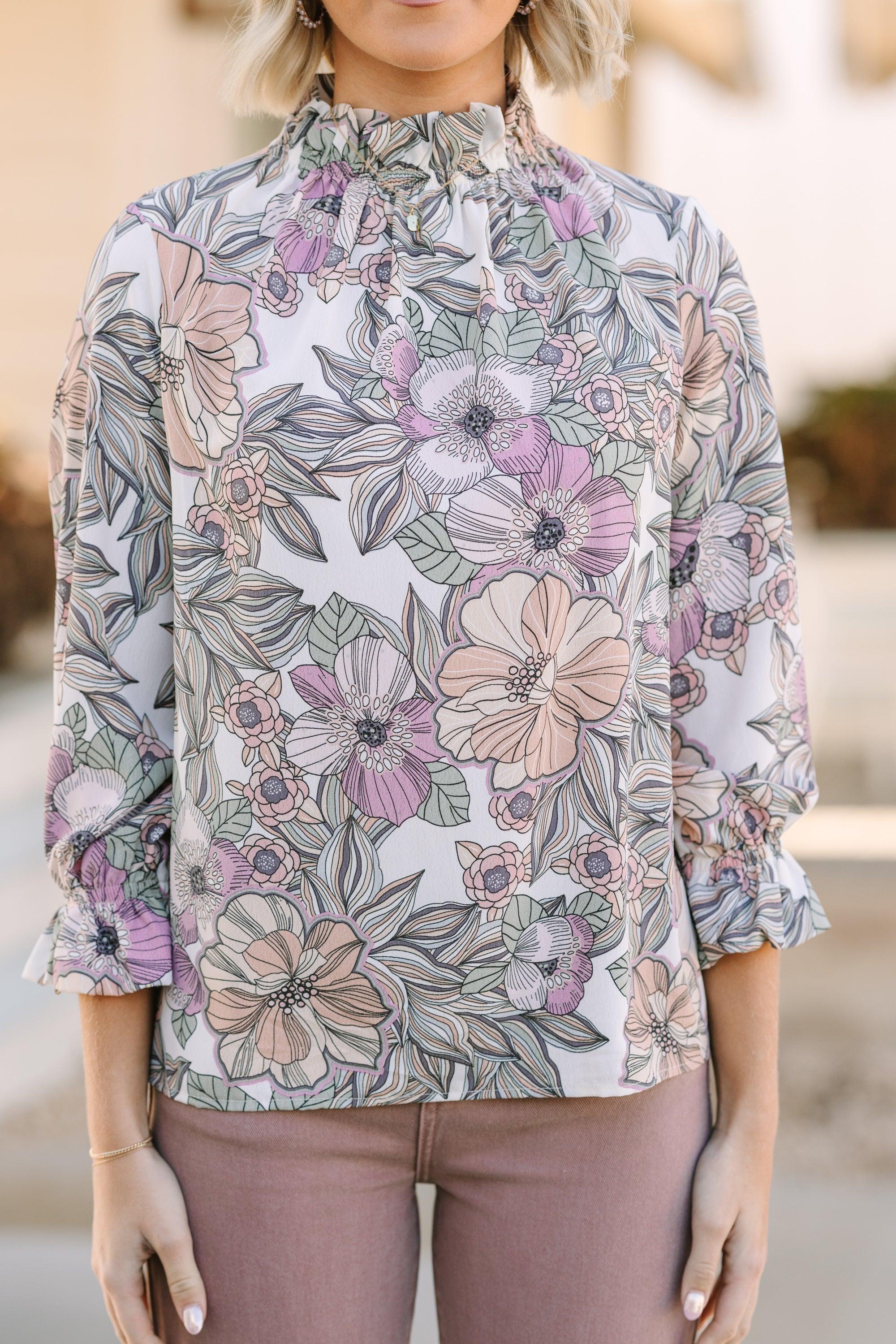 Tried and True Mauve Pink Floral Blouse Female Product Image