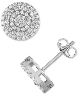 Esquire Mens Jewelry Cubic Zirconia Circle Cluster Stud Earrings in Sterling Silver, Created for Macys Product Image