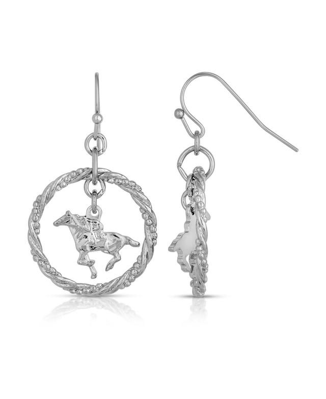 2028 Silver-Tone Suspended Horse Drop Earrings Product Image