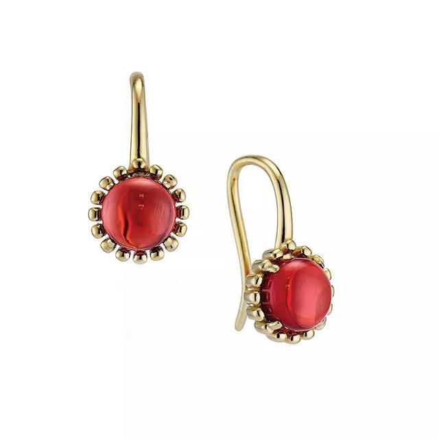 House of Frosted 14K Gold Plated Garnet Floral Earrings, Womens, Gold Tone Product Image