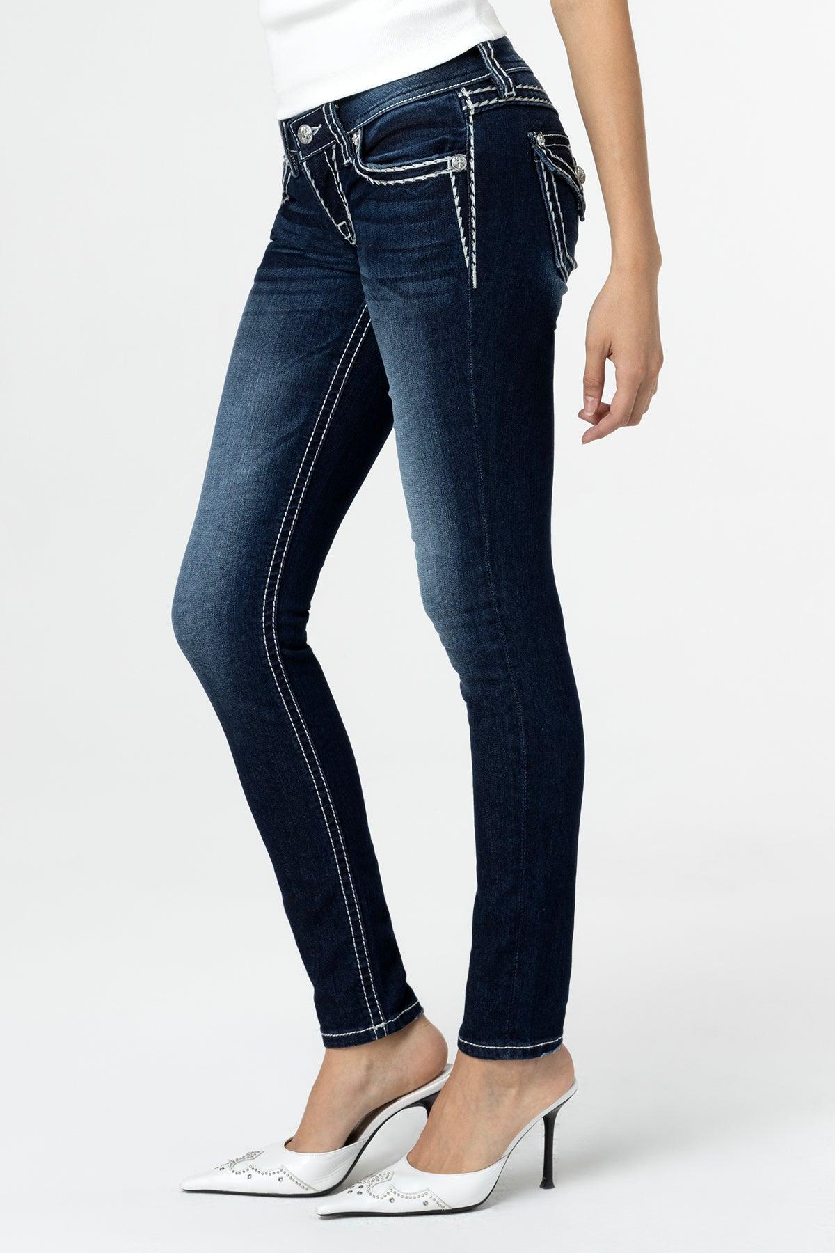 Loose Saddle Stitch Border Skinny Jeans Product Image