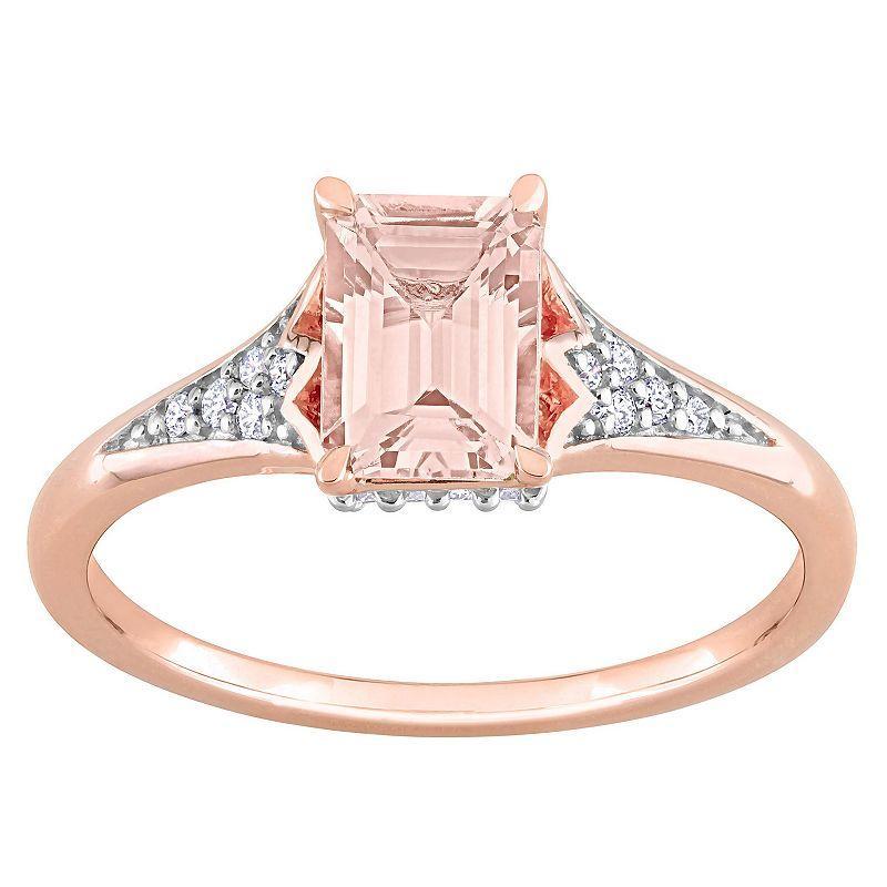 Stella Grace 10k Rose Gold Morganite & 1/10 Carat T.W. Diamond Engagement Ring, Womens Pink Product Image