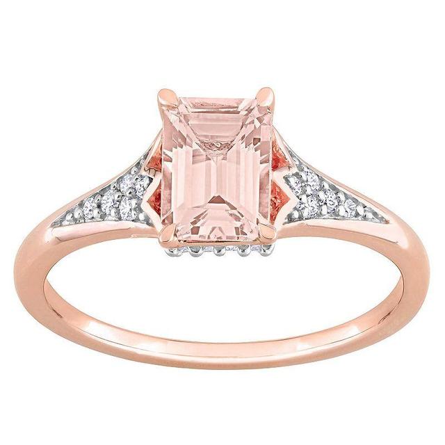 Stella Grace 10k Rose Gold Morganite & 1/10 Carat T.W. Diamond Engagement Ring, Womens 10k Rsgold Product Image