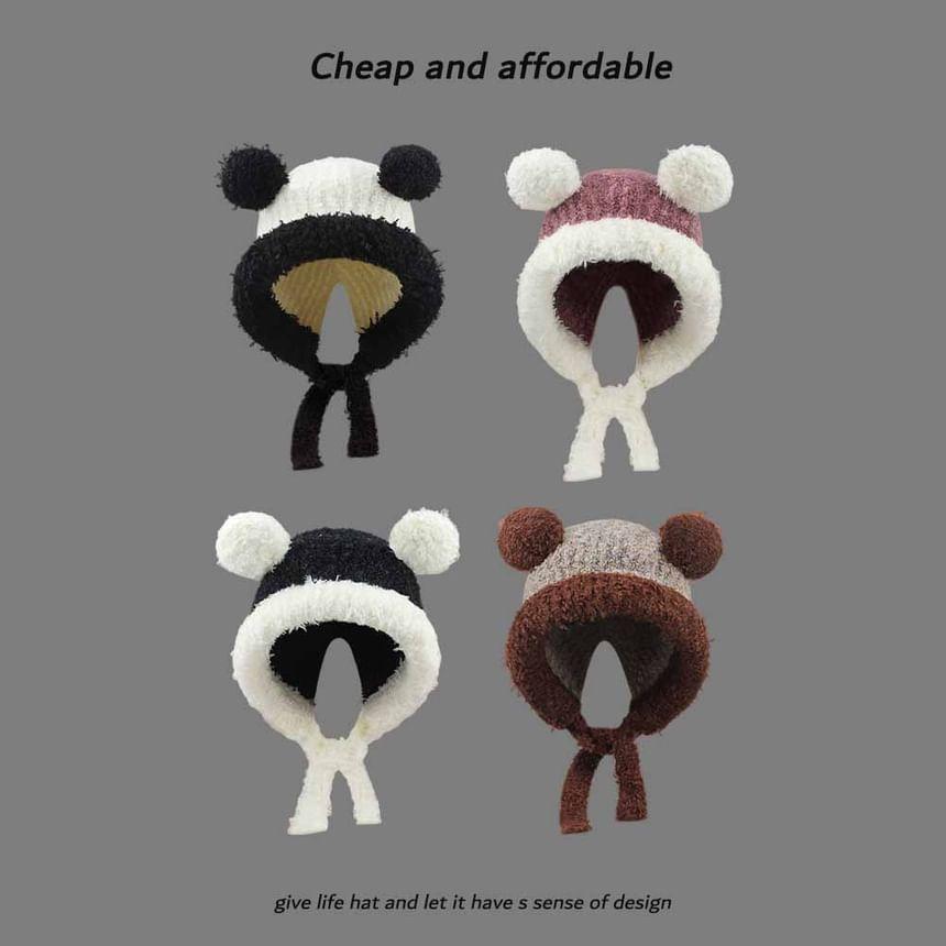 Pom Pom Two Tone Trapper Hat Product Image