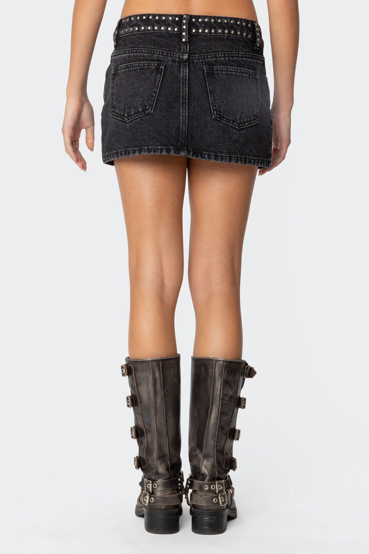 Mia Studded Denim Mini Skirt Product Image