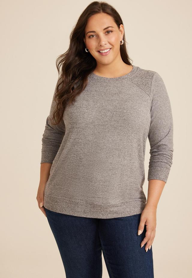 Maurices 4X Plus Size Womens Haven Straight Hem Top Gray Product Image