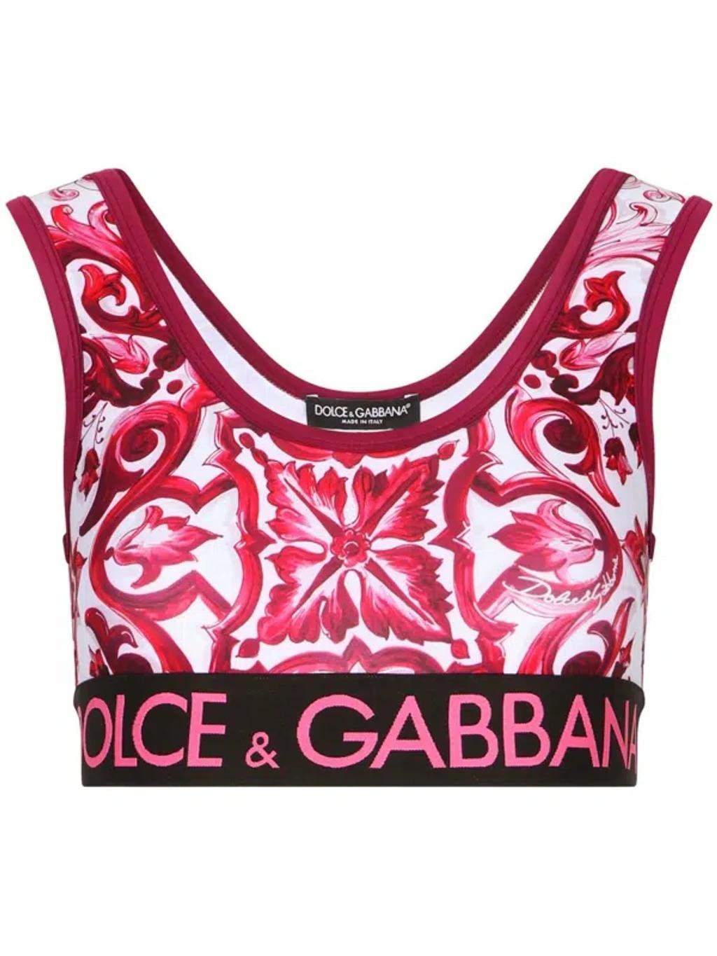 DOLCE & GABBANA Technical Jersey Top With Branded Elastic Band In Multicolor Product Image