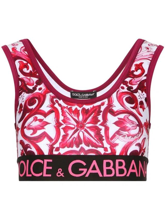 DOLCE & GABBANA Technical Jersey Top With Branded Elastic Band In Multicolor Product Image