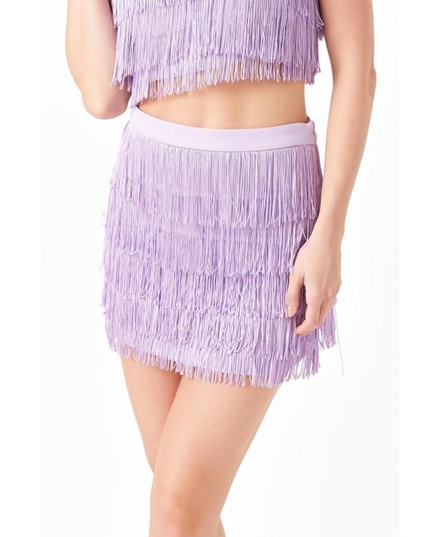 Womens Fringe Tiered Mini Skirt Product Image