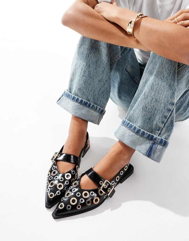 ASOS DESIGN Lynx Mary Jane ballet flats in black Product Image