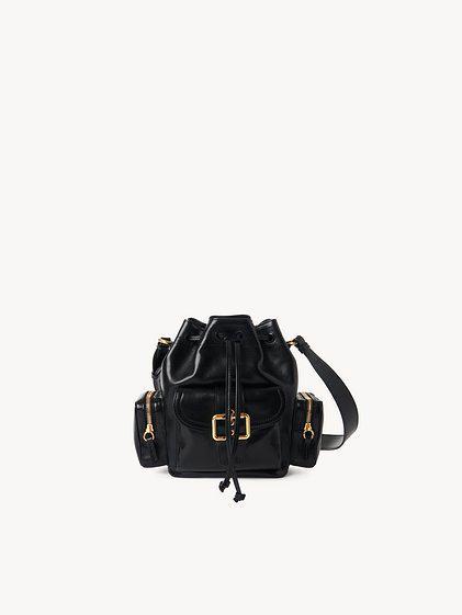 Camera Bucket bag in shiny leather Product Image