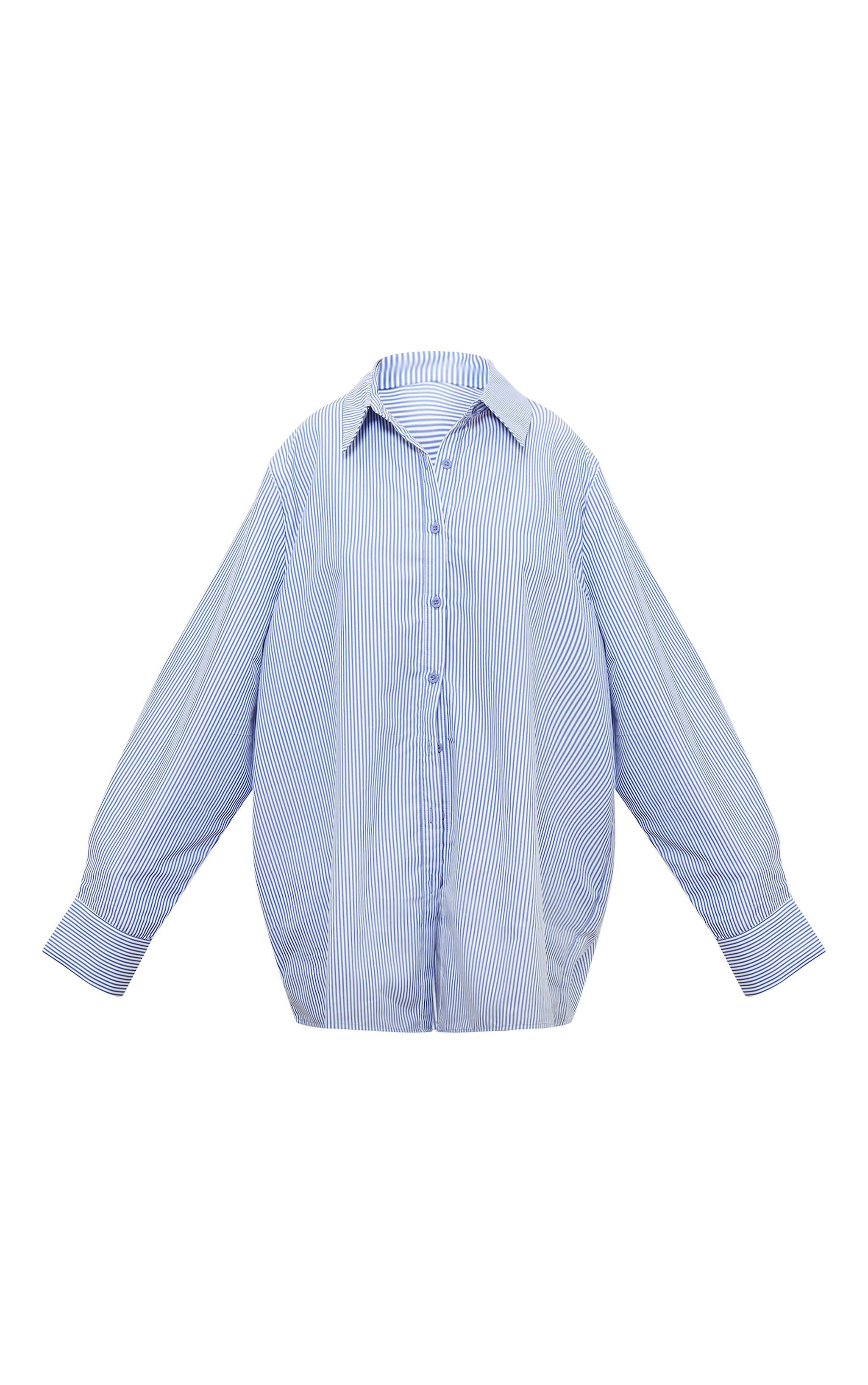 Blue Striped Oversized Cotton Shirt Product Image