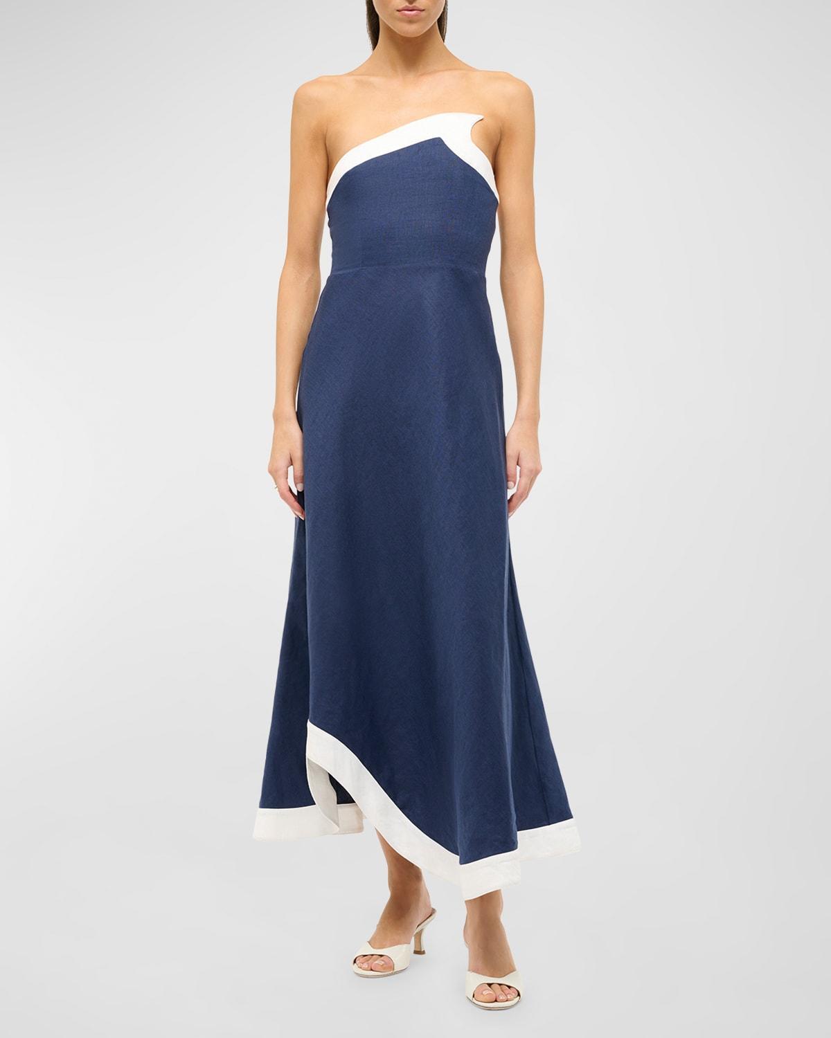 Womens Sirani Two-Tone Linen Midi-Dress Product Image