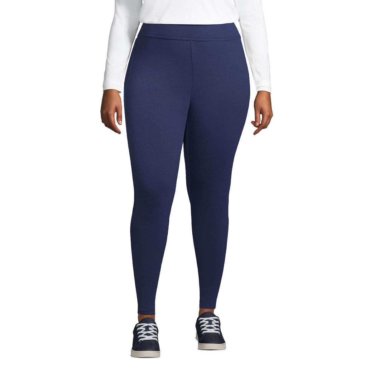 Lands End Plus Size High Rise Serious Sweats Fleece Lined Pocket Leggings Product Image