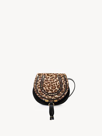 Small Marcie saddle bag in leopard-print leather Product Image