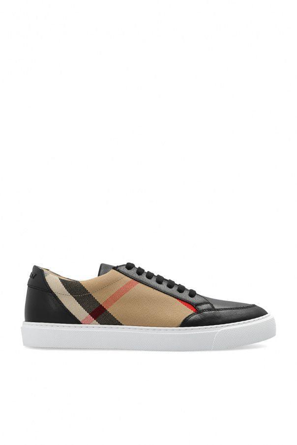 BURBERRY Lf New Salmond Leather Sneakers In Black Product Image