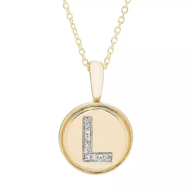 Its Personal 14k Gold Diamond Accent Signet Pendant Necklace, Womens Pink L Product Image