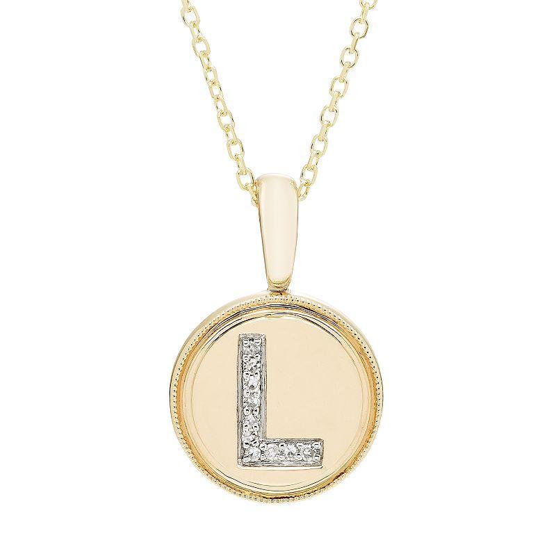 Its Personal 14k Gold Diamond Accent Signet Pendant Necklace, Womens Pink L Product Image