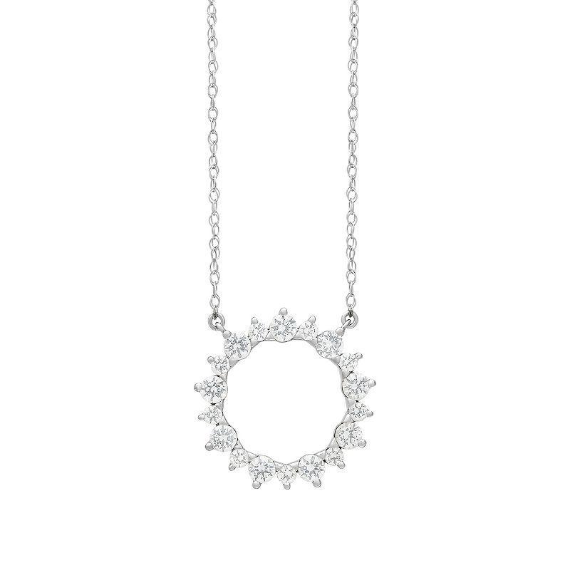 Love Always Sterling Silver Lab-Created White Sapphire Sunburst Necklace, Womens Product Image