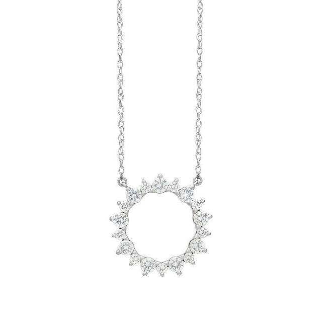 Love Always Sterling Silver Lab-Created White Sapphire Sunburst Necklace, Womens Product Image