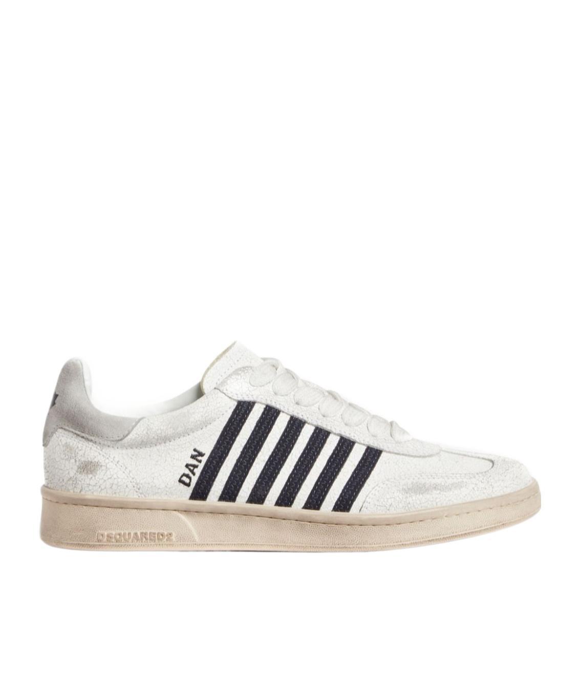 DSQUARED2 Boxer Distressed Low-top Sneakers In White Product Image