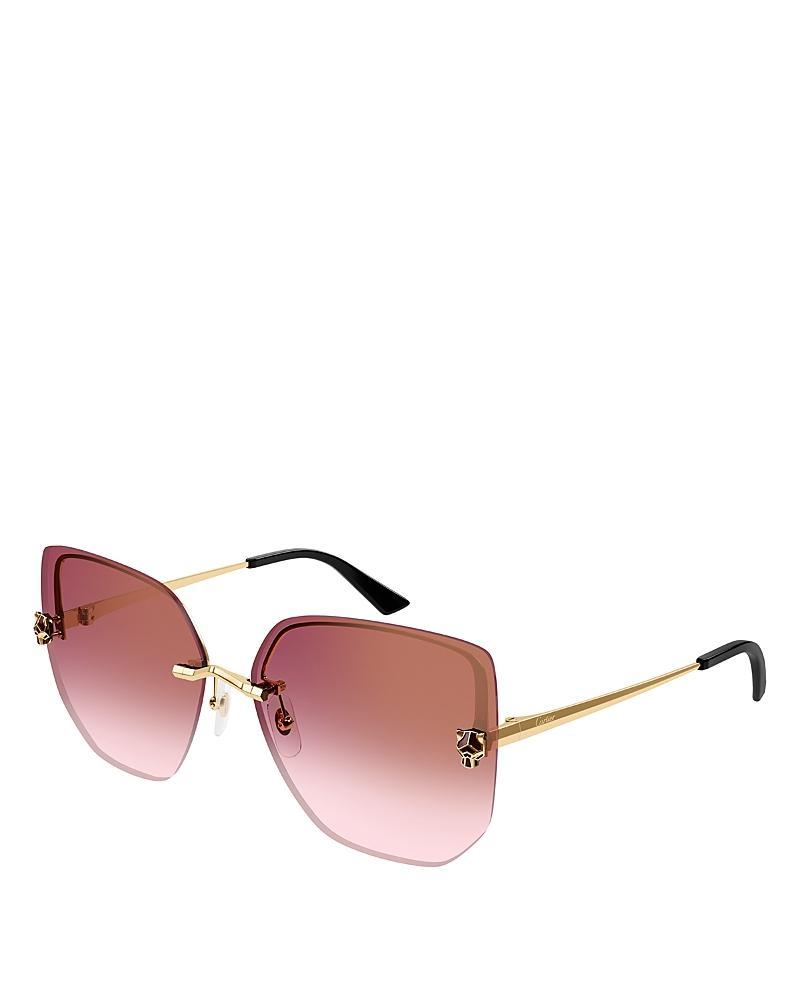 Cartier Panthere Light 24K Gold Plated Square Sunglasses, 63mm Product Image