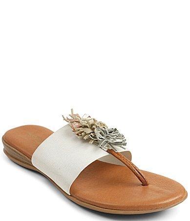 Andre Assous Novalee Featherweights Elastic Leather Fringe Thong Sandals Product Image