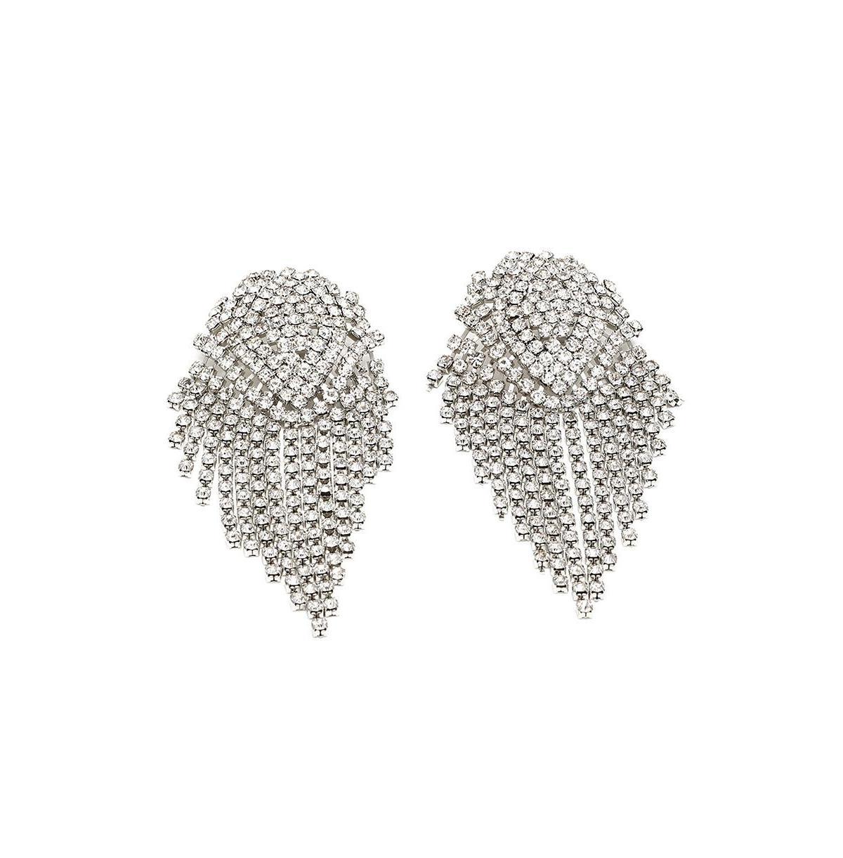 Sohi Womens Silver Bling Cluster Drop Earrings Product Image