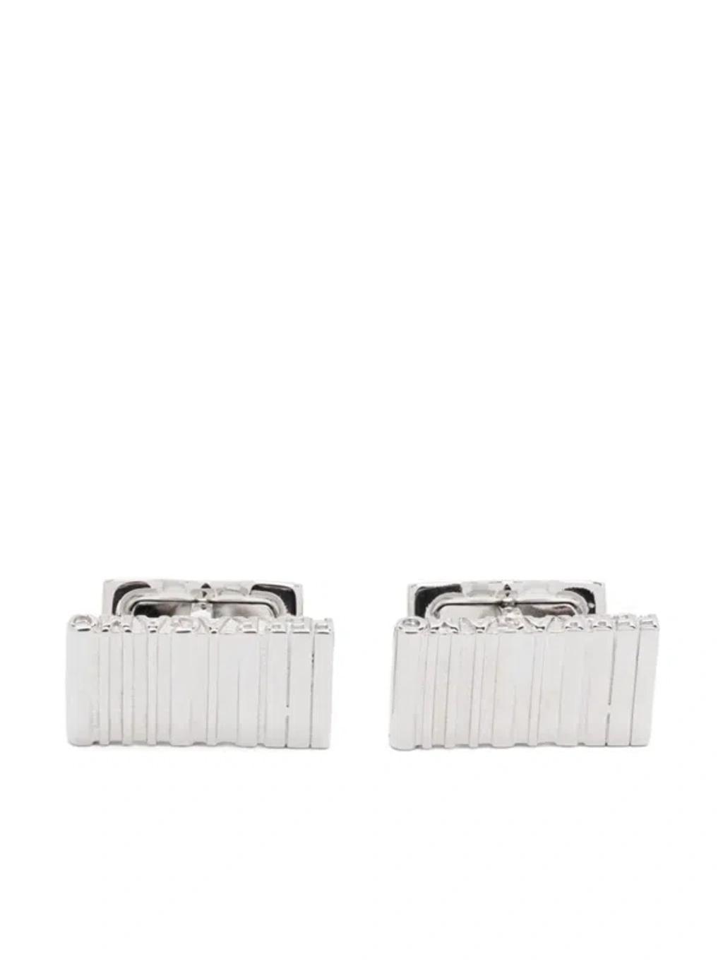 FERRAGAMO Logo-embossed Cufflinks In Palladium Product Image